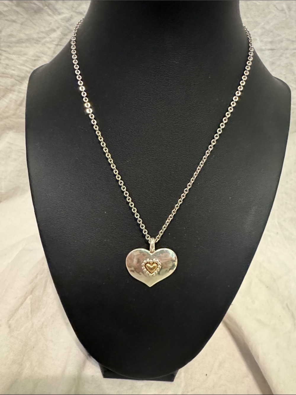 Brighton Silver Heart Pendant Necklace with Gold Accent